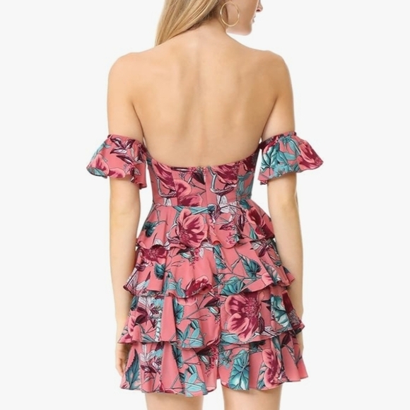 For Love & Lemons | Flamenco Strapless Floral Ruffle Mini Dress | Size L | NWT - Picture 5 of 10